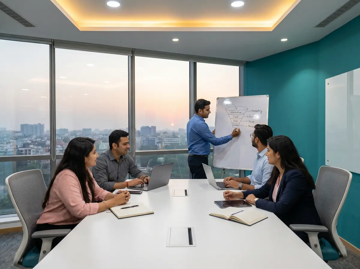 Market Ranna team discussing digital marketing strategy in their New Delhi office